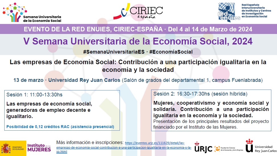 13/03: Seminario sobre participación igualitaria en la economía y la sociedad